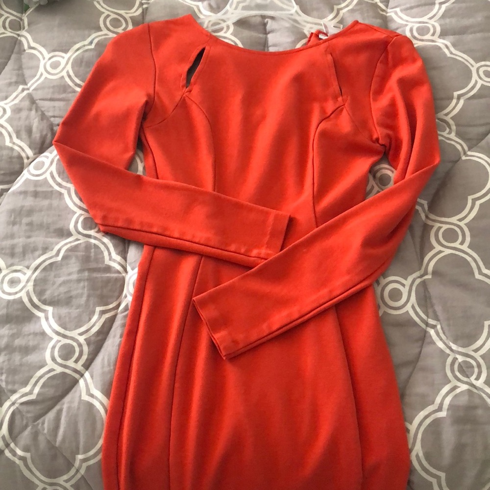 Bar III orange fitted orange dress